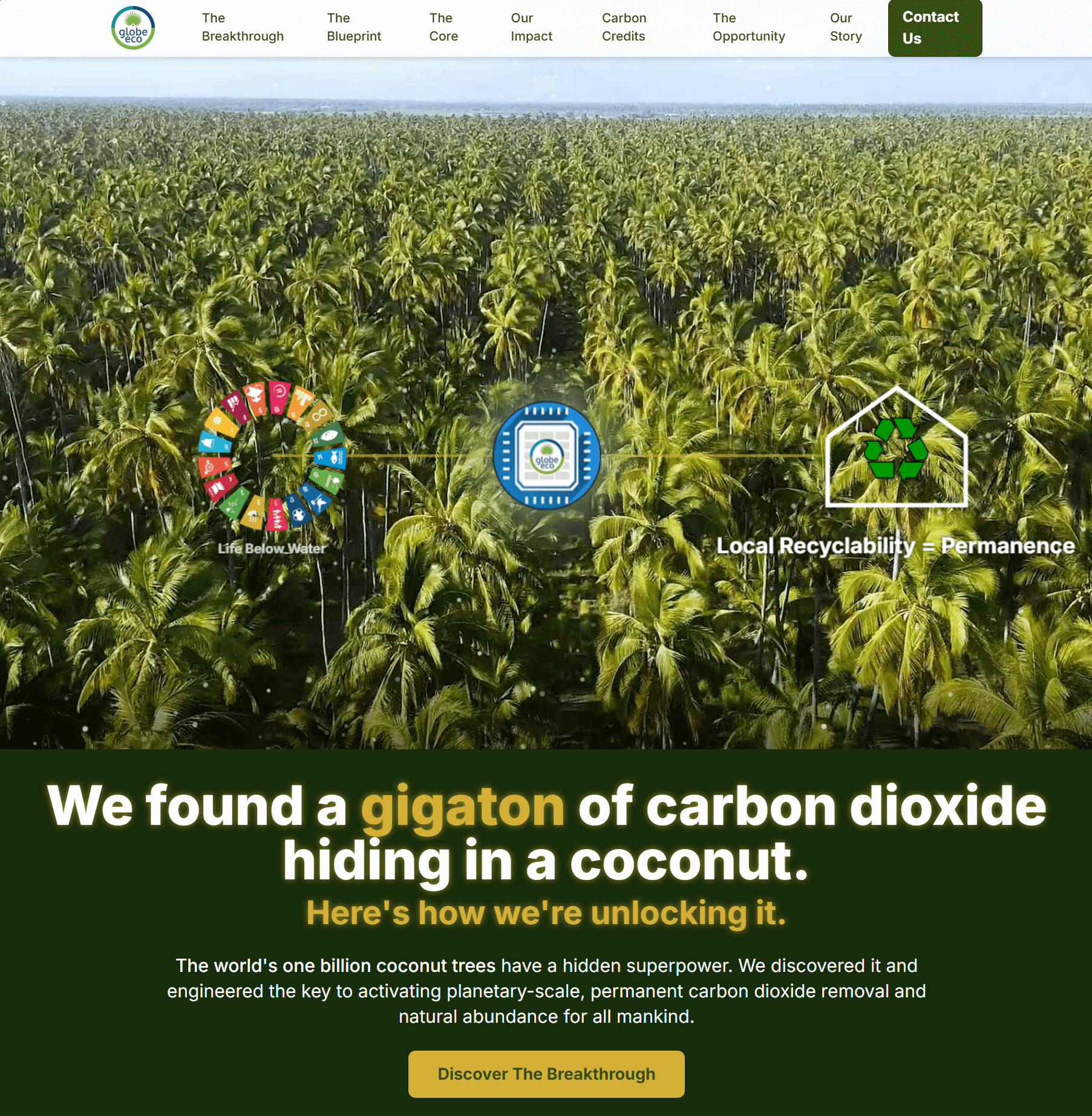 Screenshot of the Globe-Eco website for carbon capture